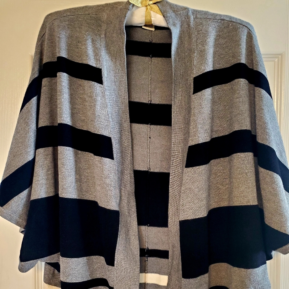 Evie horizontal stripes open front sweater cardigan wrap classic traditional